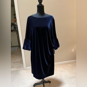 Eliza J Navy Velvet Dress